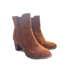 Womens Chelsea Boot Sz 9.5 Suede / Leather Conac Brown Circa Joan & David